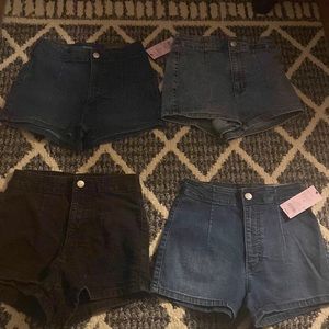 Pack of 4 high rise jean shorts